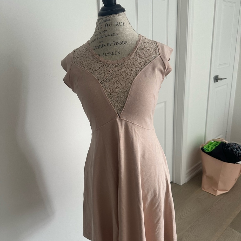 French Connection Pink A-Line Mini Dress with Flutter Sleeves